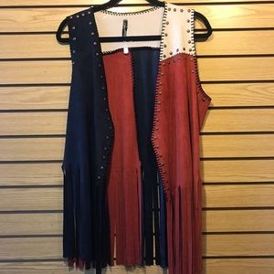 Patriotic Star Studded Fringe Vest !